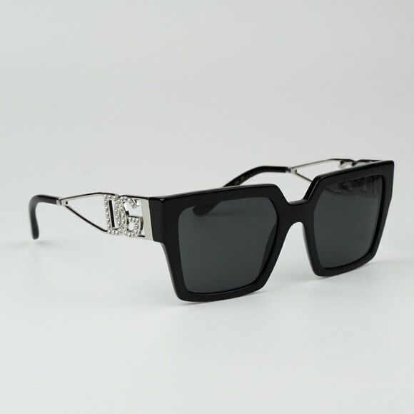 SALE! NEW D&G DG4446B 501/87  Black Silver Dark Gray Square Women Sunglasses